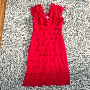 Max Studio Red Tiered Ruffle Stretch Dress
